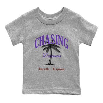 Sneaker match tees – Sneaker Threads To Match Dunk Low Persian Violet Shoes – Chasing Dreams Kids T-Shirt Heather Grey 2