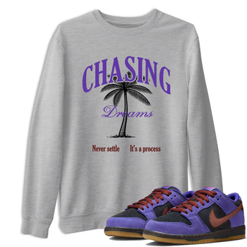 Sneaker match tees – Sneaker Threads To Match Dunk Low Persian Violet Shoes – Chasing Dreams Tee Heather Grey 1