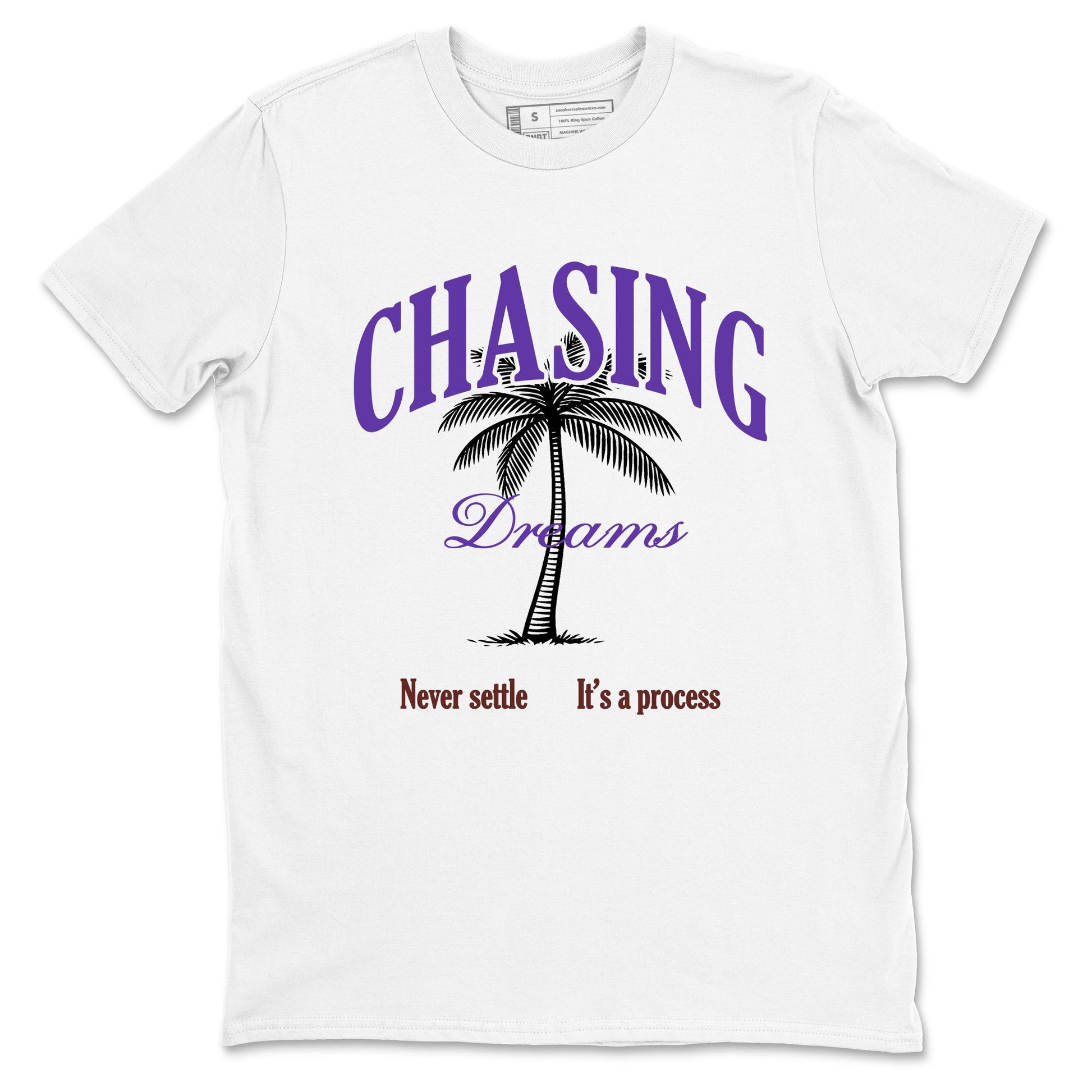 Sneaker match tees – Sneaker Threads To Match Dunk Low Persian Violet Shoes – Chasing Dreams Tee White 2