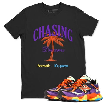 Sneaker Threads – Sneaker Tees To Match New Balance 9060 Prism Purple – Chasing Dreams Graphic Tee Black 1. Perfect for Jordan releases 2025 colorways.