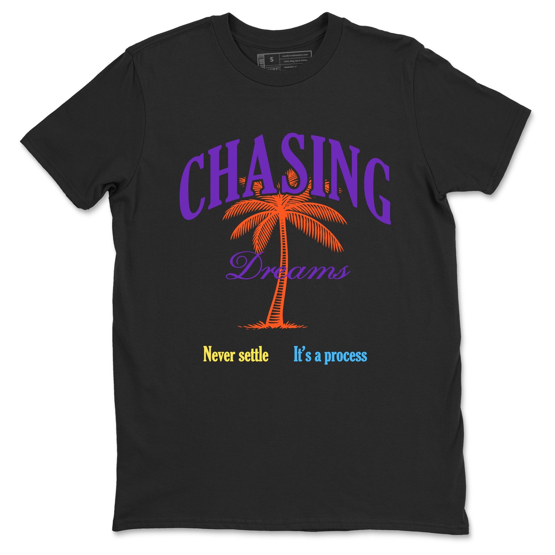 Sneaker Threads – Sneaker Tees To Match New Balance 9060 Prism Purple – Chasing Dreams Graphic Tee Black 2. Perfect for Jordan releases 2025 colorways.