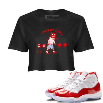 11s Cherry shirts to match jordans Cherry Cool sneaker match tees Air Jordan 11 Retro Cherry match shoes to clothes SNRT Sneaker Tees unisex cotton Black 1 crop tee