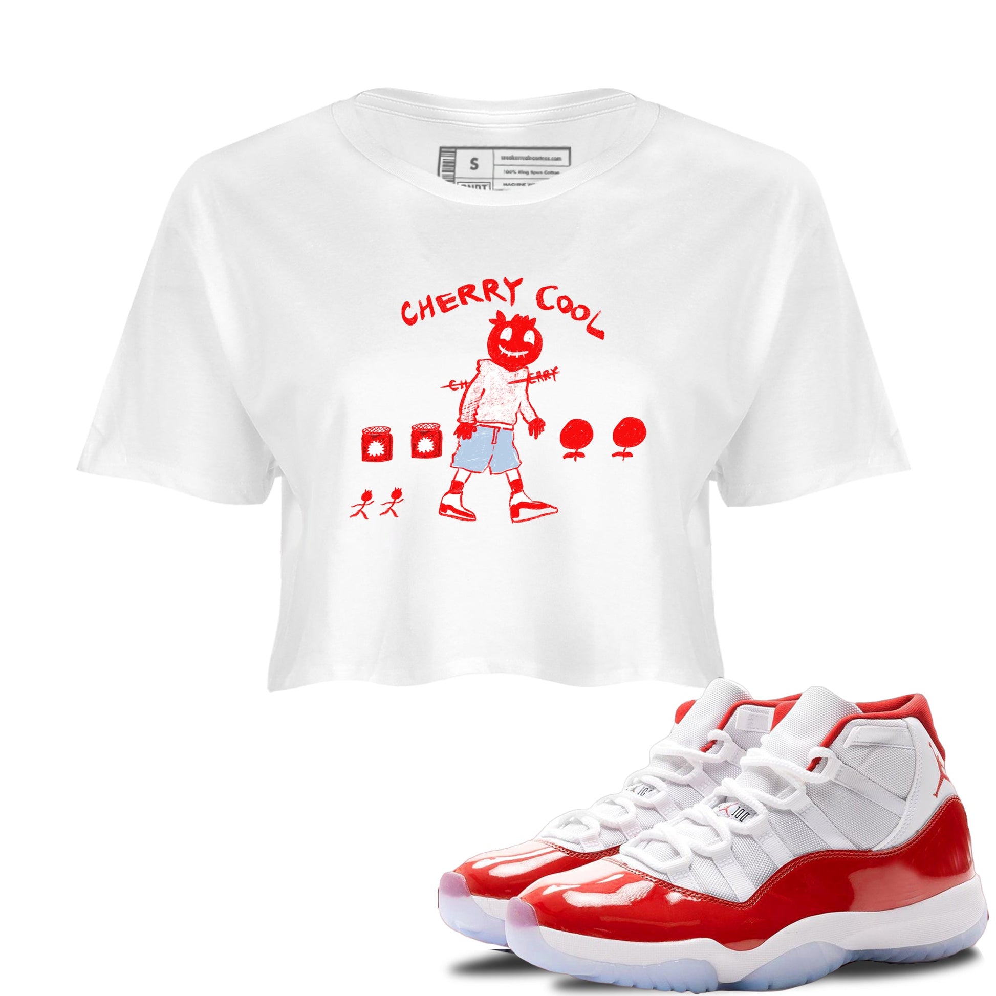 11s Cherry shirts to match jordans Cherry Cool sneaker match tees Air Jordan 11 Retro Cherry match shoes to clothes SNRT Sneaker Tees unisex cotton White 1 crop tee