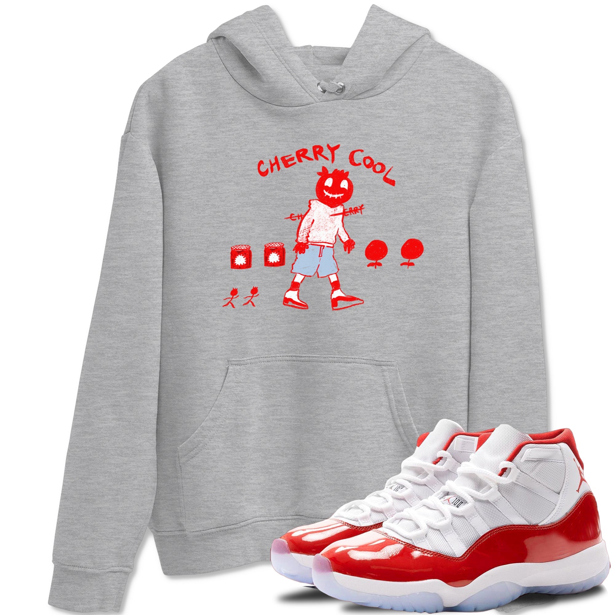 11s Cherry shirts to match jordans Cherry Cool sneaker match tees Air Jordan 11 Retro Cherry match shoes to clothes SNRT Sneaker Tees unisex cotton Heather Grey 1 shirts