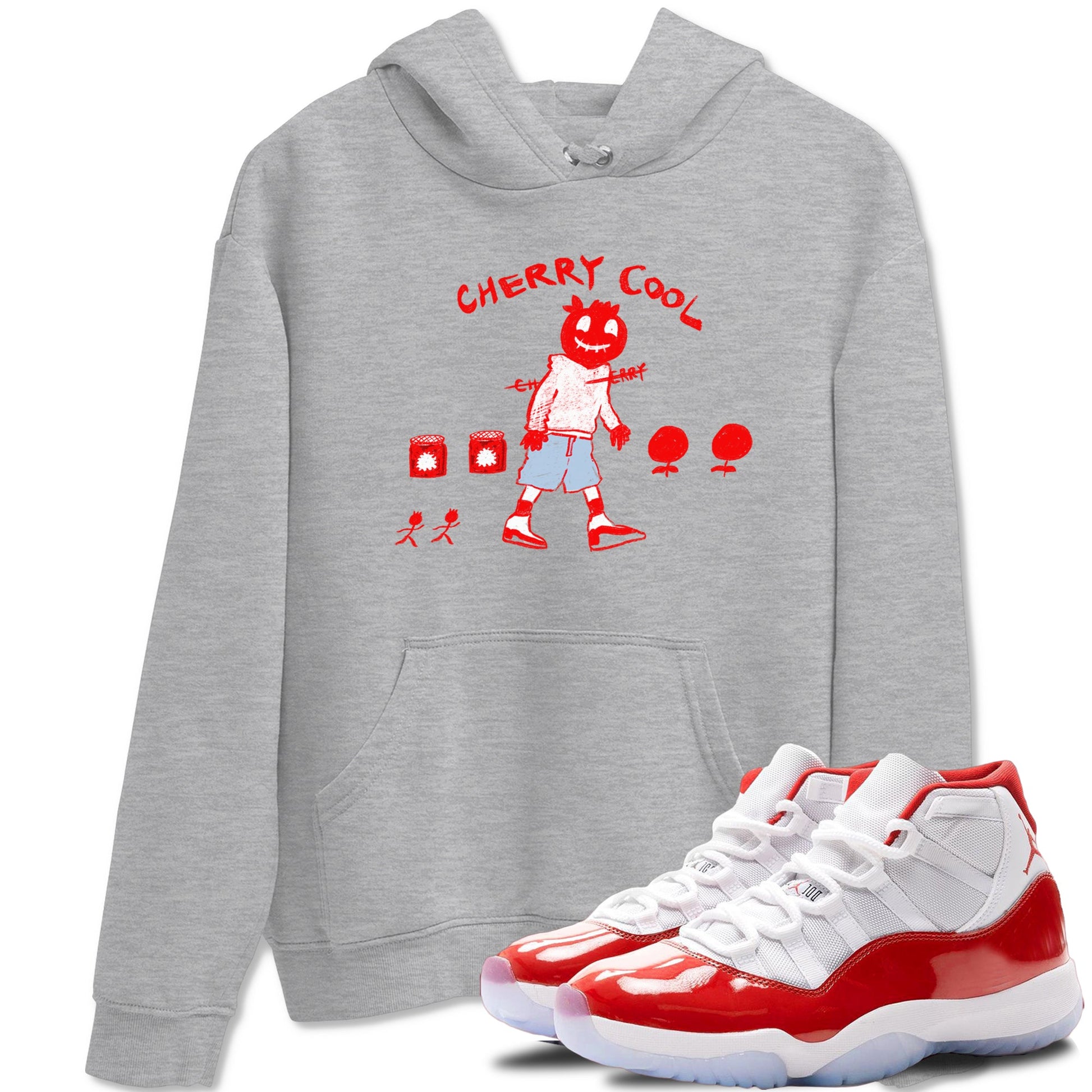 11s Cherry shirts to match jordans Cherry Cool sneaker match tees Air Jordan 11 Retro Cherry match shoes to clothes SNRT Sneaker Tees unisex cotton Heather Grey 1 shirts