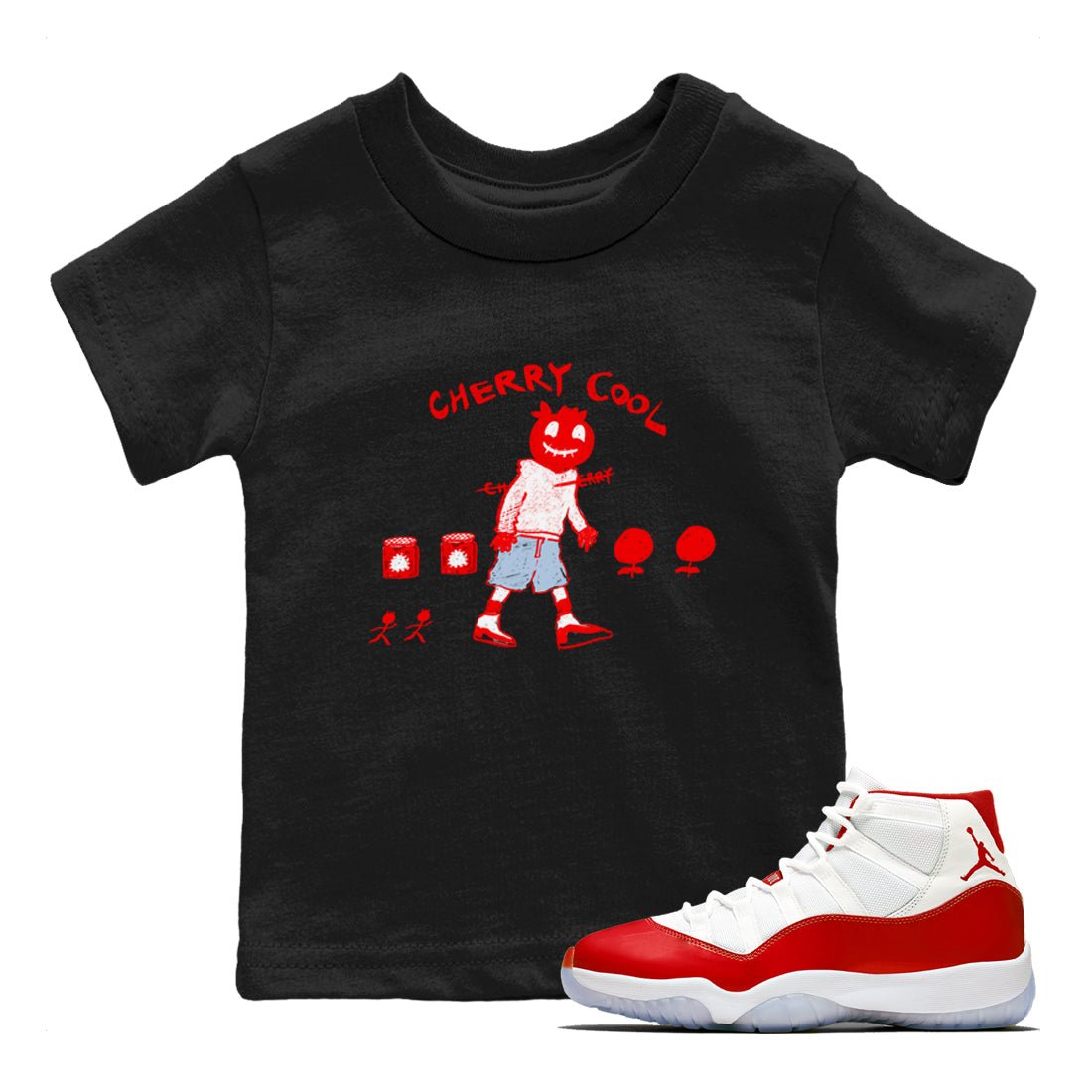 11s Cherry shirts to match jordans Cherry Cool sneaker match tees Air Jordan 11 Retro Cherry match shoes to clothes SNRT Sneaker Tees Youth Baby Black 1 tee
