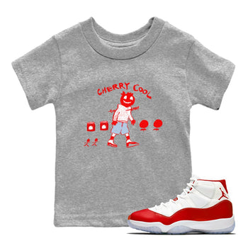 11s Cherry shirts to match jordans Cherry Cool sneaker match tees Air Jordan 11 Retro Cherry match shoes to clothes SNRT Sneaker Tees Youth Baby Heather Grey 1 tee