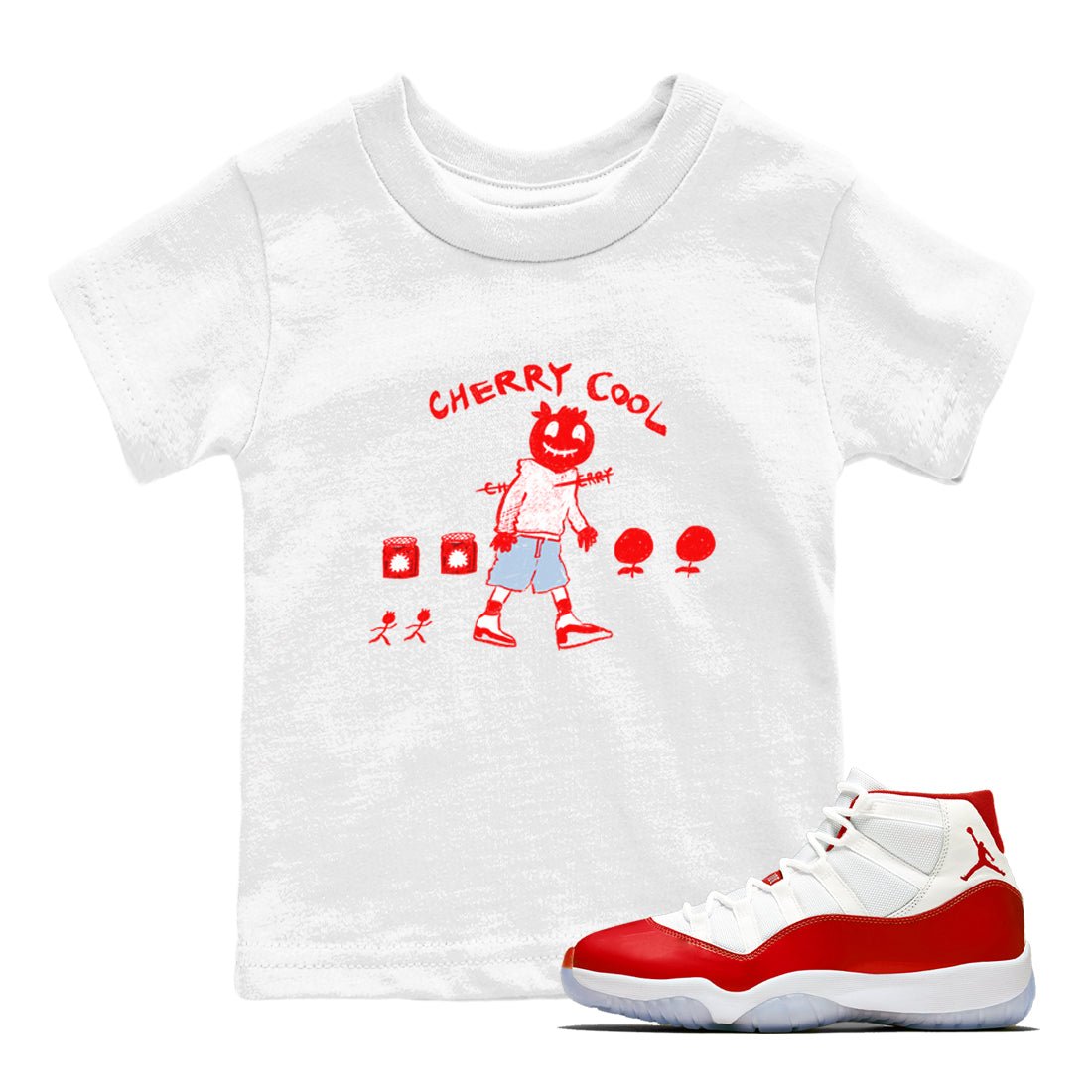 11s Cherry shirts to match jordans Cherry Cool sneaker match tees Air Jordan 11 Retro Cherry match shoes to clothes SNRT Sneaker Tees Youth Baby White 1 tee
