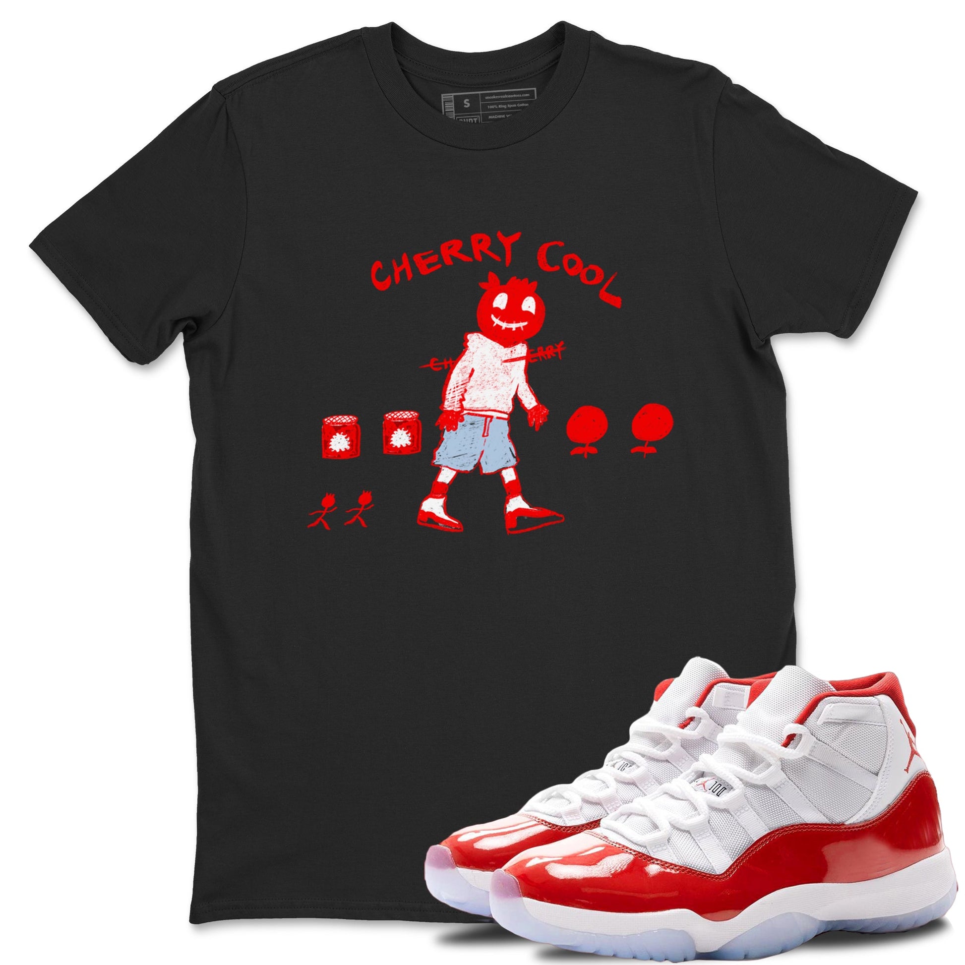 11s Cherry shirts to match jordans Cherry Cool sneaker match tees Air Jordan 11 Retro Cherry match shoes to clothes SNRT Sneaker Tees unisex cotton Black 1 shirts