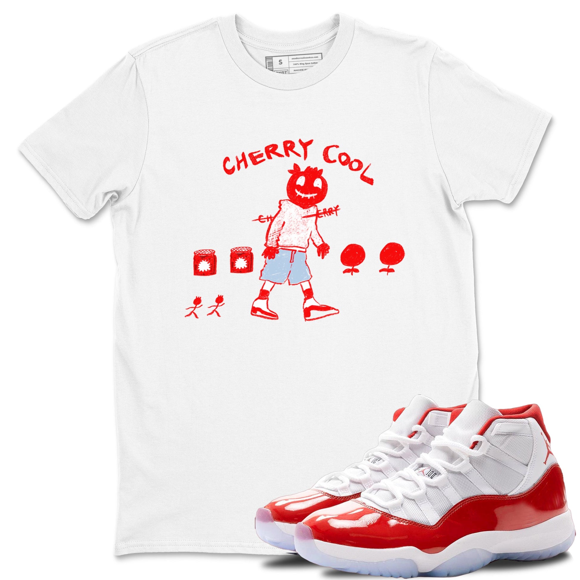 11s Cherry shirts to match jordans Cherry Cool sneaker match tees Air Jordan 11 Retro Cherry match shoes to clothes SNRT Sneaker Tees unisex cotton White 1 shirts