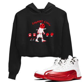 AJ12 Cherry shirts to match jordans Cherry Cool sneaker match tees Air Jordan 12 Cherry SNRT Sneaker Tees streetwear brand Black 1 crop tee