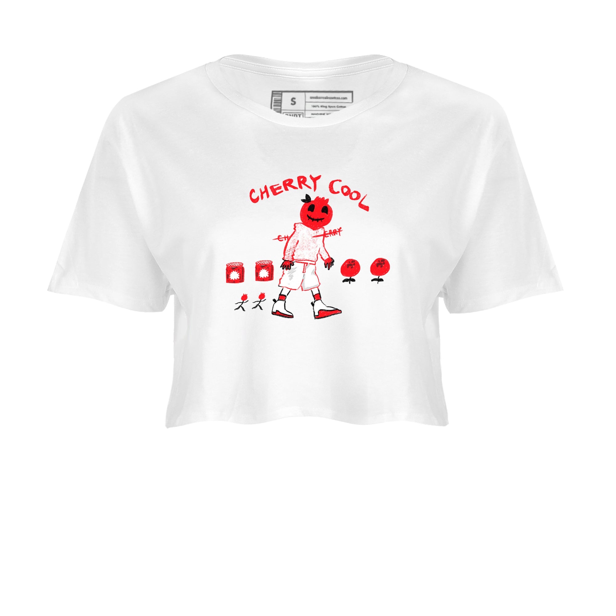 AJ12 Cherry shirts to match jordans Cherry Cool sneaker match tees Air Jordan 12 Cherry SNRT Sneaker Tees streetwear brand White 2 crop tee