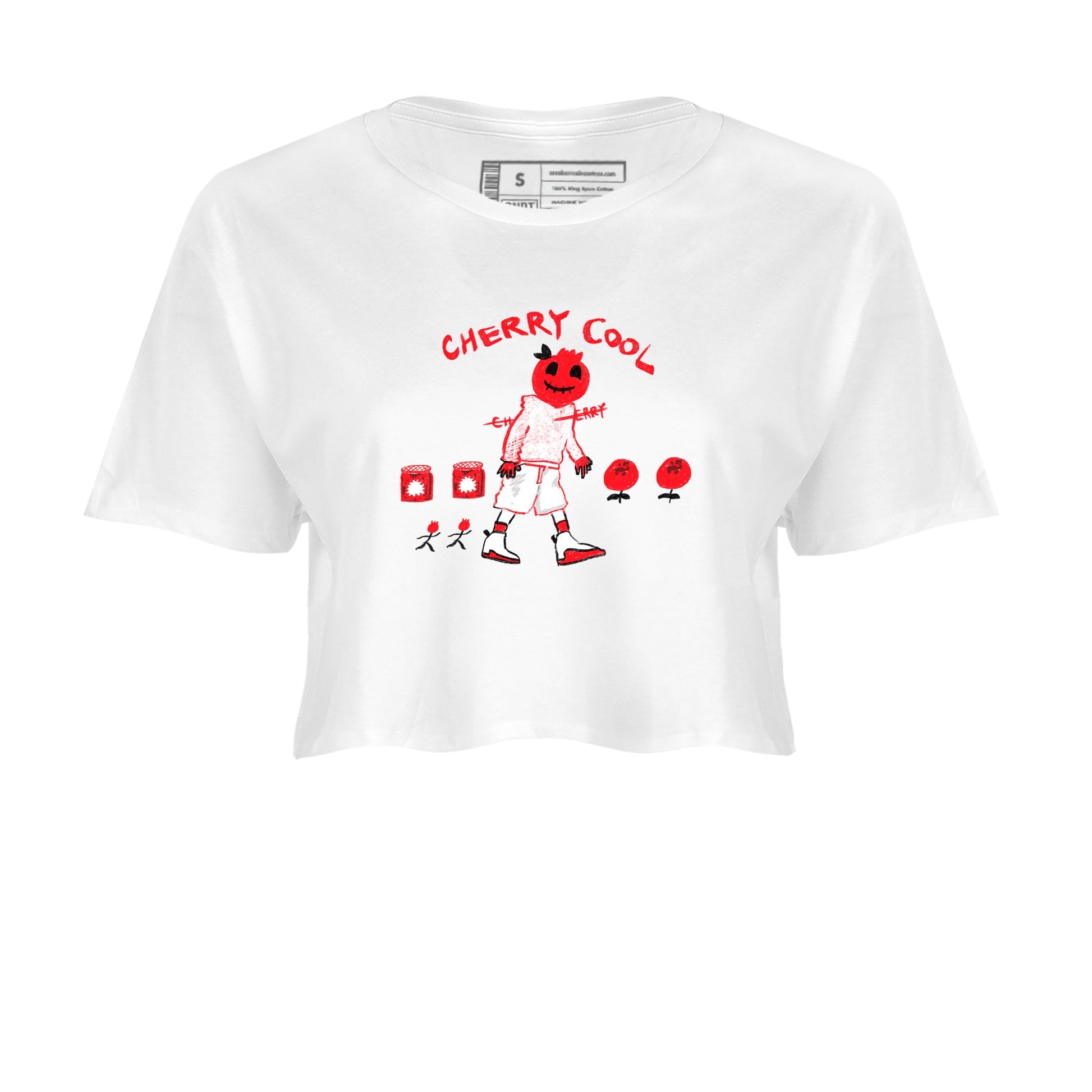 AJ12 Cherry shirts to match jordans Cherry Cool sneaker match tees Air Jordan 12 Cherry SNRT Sneaker Tees streetwear brand White 2 crop tee