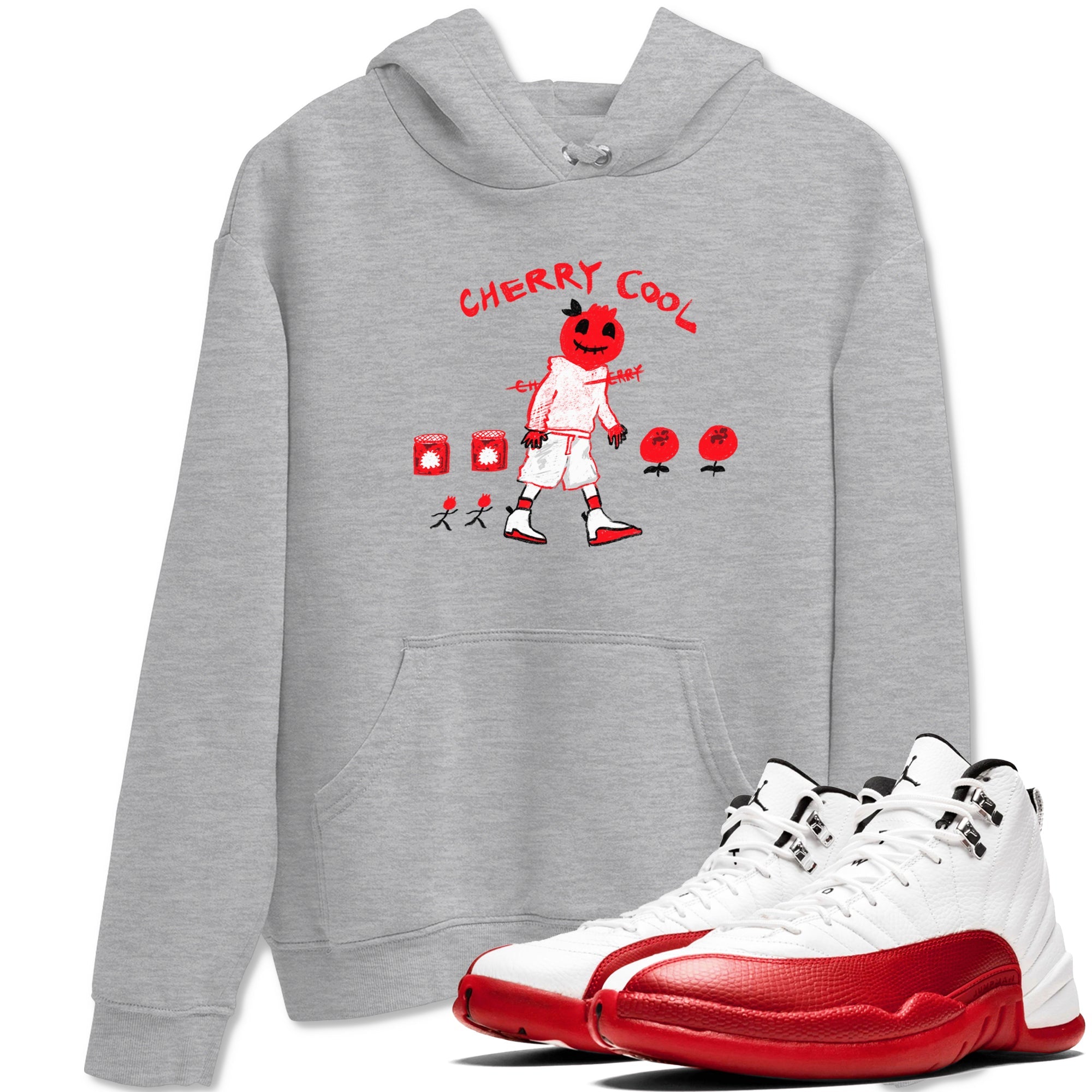 AJ12 Cherry shirts to match jordans Cherry Cool sneaker match tees Air Jordan 12 Cherry SNRT Sneaker Tees streetwear brand Heather Grey 1 unisex cotton tee