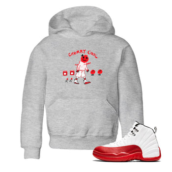 AJ12 Cherry shirts to match jordans Cherry Cool sneaker match tees Air Jordan 12 Cherry SNRT Sneaker Tees streetwear brand Baby and Youth Heather Grey 1 cotton tee