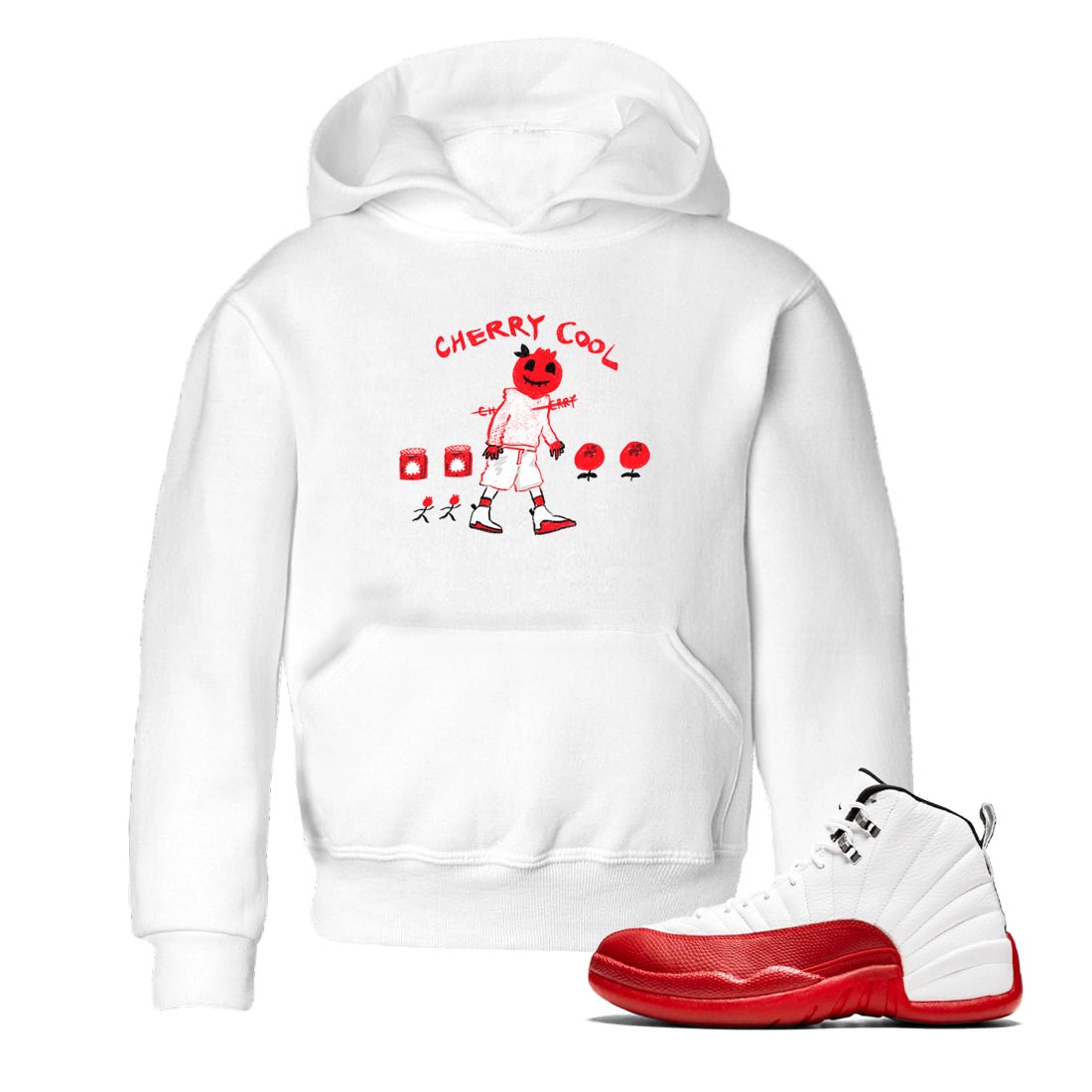 AJ12 Cherry shirts to match jordans Cherry Cool sneaker match tees Air Jordan 12 Cherry SNRT Sneaker Tees streetwear brand Baby and Youth White 1 cotton tee