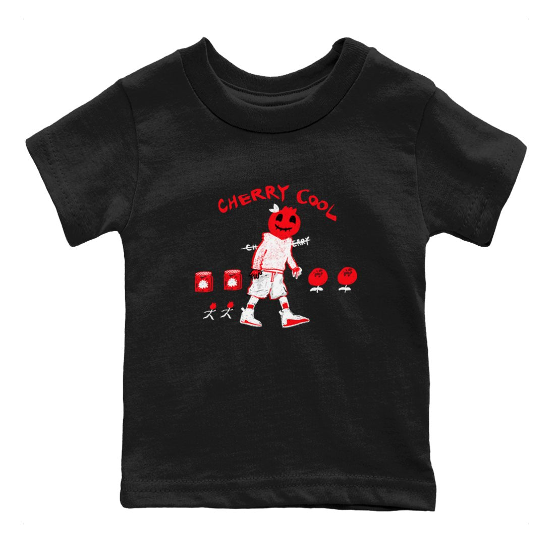 AJ12 Cherry shirts to match jordans Cherry Cool sneaker match tees Air Jordan 12 Cherry SNRT Sneaker Tees streetwear brand Baby and Youth Black 2 cotton tee