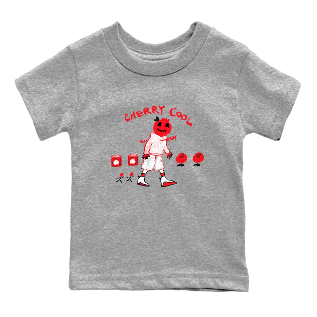 AJ12 Cherry shirts to match jordans Cherry Cool sneaker match tees Air Jordan 12 Cherry SNRT Sneaker Tees streetwear brand Baby and Youth Heather Grey 2 cotton tee
