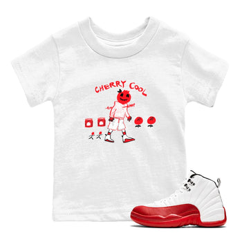 AJ12 Cherry shirts to match jordans Cherry Cool sneaker match tees Air Jordan 12 Cherry SNRT Sneaker Tees streetwear brand Baby and Youth White 1 cotton tee