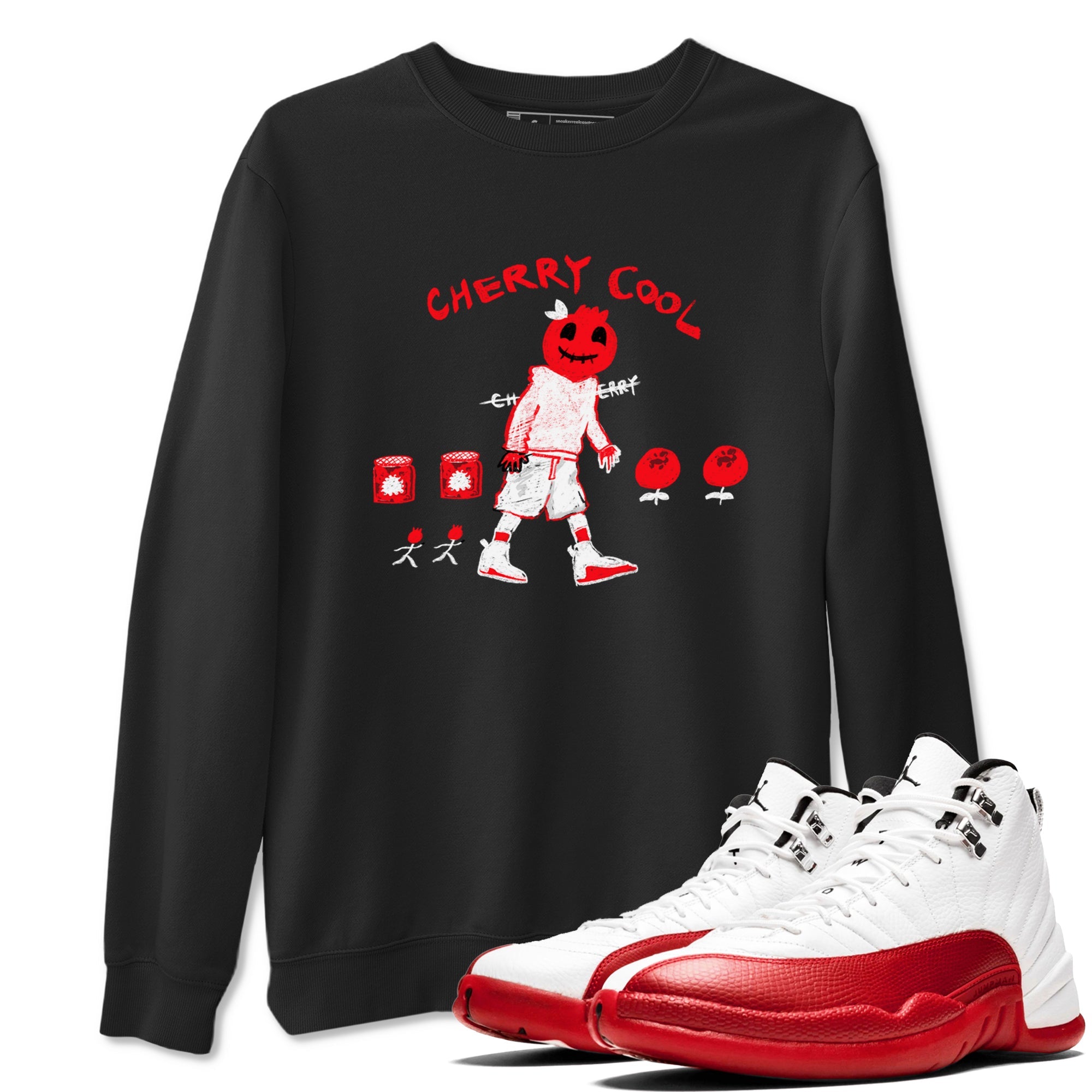 AJ12 Cherry shirts to match jordans Cherry Cool sneaker match tees Air Jordan 12 Cherry SNRT Sneaker Tees streetwear brand Black 1 unisex cotton tee