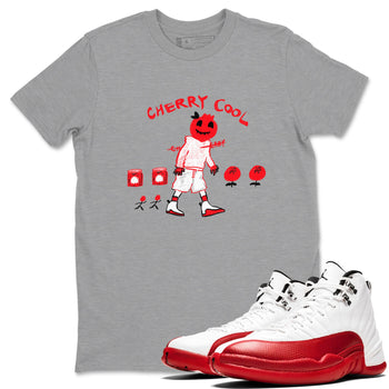 AJ12 Cherry shirts to match jordans Cherry Cool sneaker match tees Air Jordan 12 Cherry SNRT Sneaker Tees streetwear brand Heather Grey 1 unisex cotton tee
