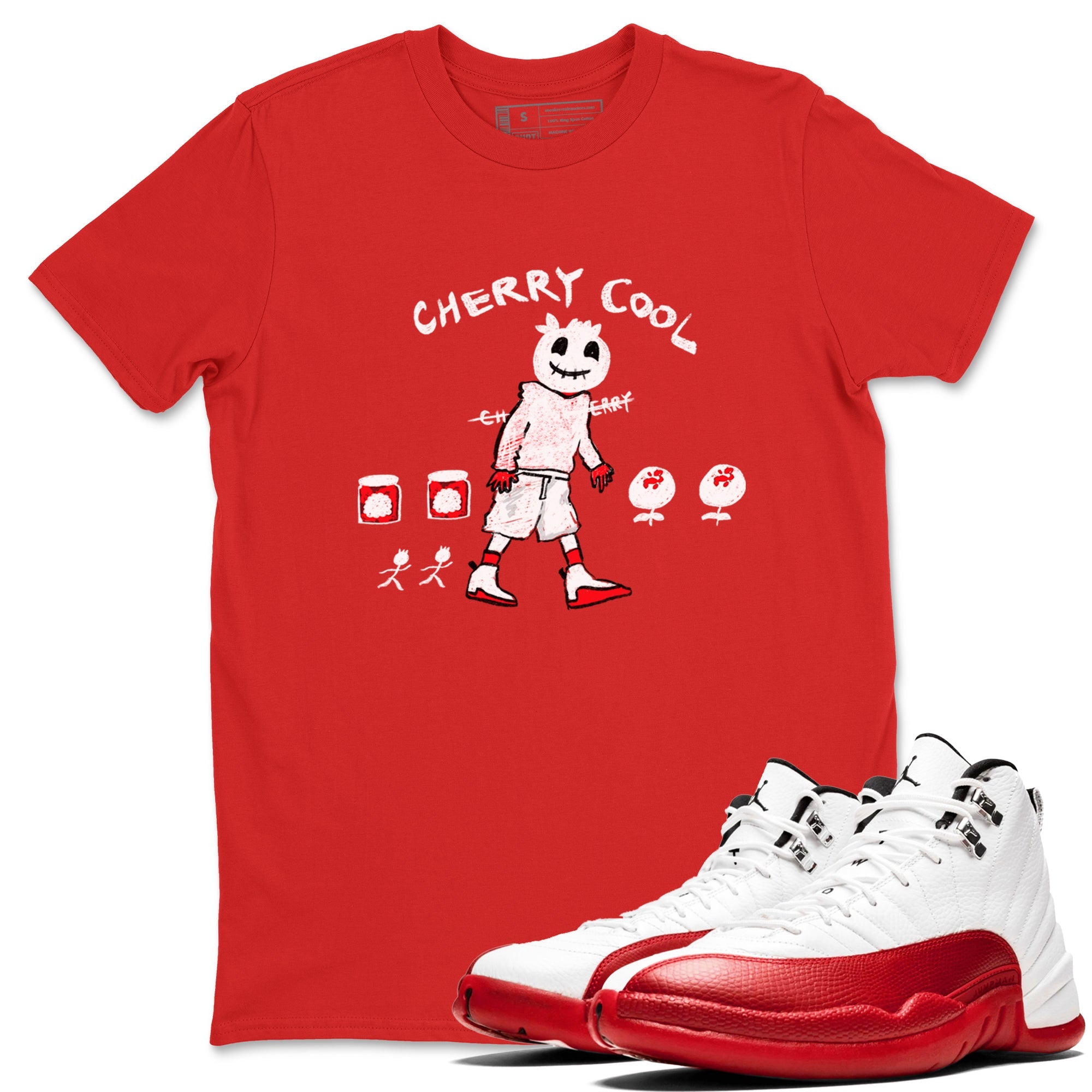 AJ12 Cherry shirts to match jordans Cherry Cool sneaker match tees Air Jordan 12 Cherry SNRT Sneaker Tees streetwear brand Red 1 unisex cotton tee