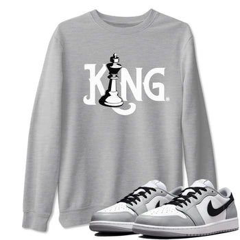 1s Wolf Grey shirts to match jordans Chess King sneaker match tees Air Jordan 1 Wolf Grey SNRT Sneaker Tees streetwear brand Heather Grey 1 unisex cotton tee