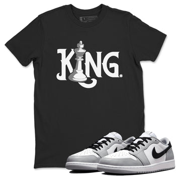 1s Wolf Grey shirts to match jordans Chess King sneaker match tees Air Jordan 1 Wolf Grey SNRT Sneaker Tees streetwear brand Black 1 unisex cotton tee