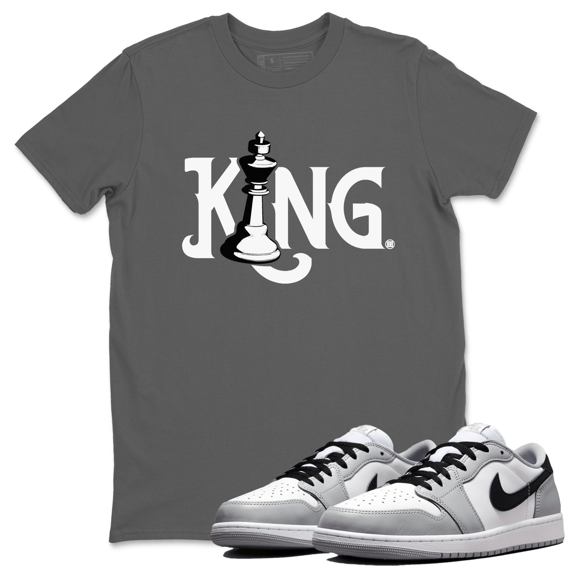 1s Wolf Grey shirts to match jordans Chess King sneaker match tees Air Jordan 1 Wolf Grey SNRT Sneaker Tees streetwear brand Cool Grey 1 unisex cotton tee