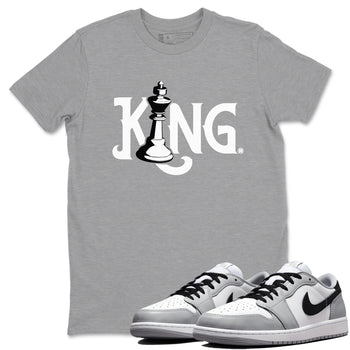1s Wolf Grey shirts to match jordans Chess King sneaker match tees Air Jordan 1 Wolf Grey SNRT Sneaker Tees streetwear brand Heather Grey 1 unisex cotton tee