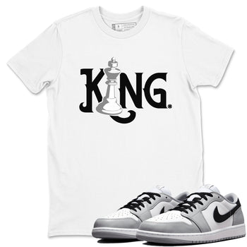 1s Wolf Grey shirts to match jordans Chess King sneaker match tees Air Jordan 1 Wolf Grey SNRT Sneaker Tees streetwear brand White 1 unisex cotton tee