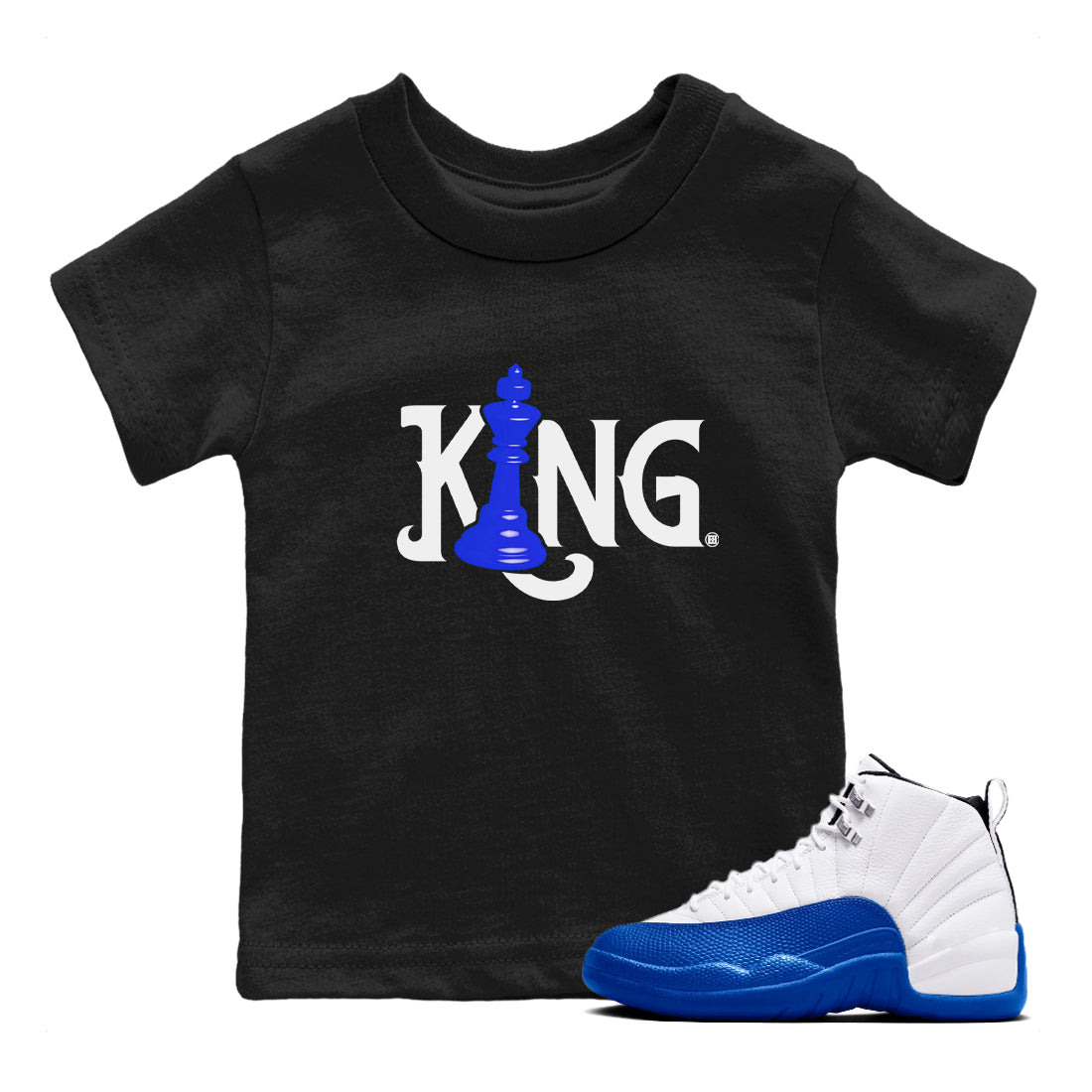 12s Blueberry shirts to match jordans Chess King sneaker match tees Air Jordan 12 Blueberry SNRT Sneaker Tees streetwear brand Baby and Youth Black 1 cotton tee