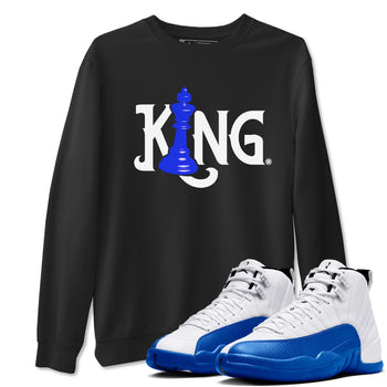 12s Blueberry shirts to match jordans Chess King sneaker match tees Air Jordan 12 Blueberry SNRT Sneaker Tees streetwear brand Black 1 unisex cotton tee