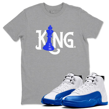 12s Blueberry shirts to match jordans Chess King sneaker match tees Air Jordan 12 Blueberry SNRT Sneaker Tees streetwear brand Heather Grey 1 unisex cotton tee
