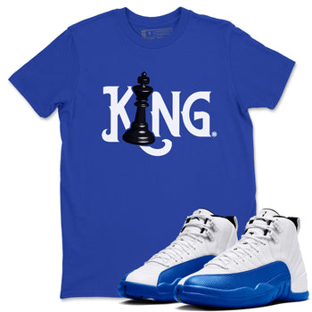 12s Blueberry shirts to match jordans Chess King sneaker match tees Air Jordan 12 Blueberry SNRT Sneaker Tees streetwear brand Royal Blue 1 unisex cotton tee