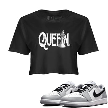 1s Wolf Grey shirts to match jordans Chess Queen sneaker match tees Air Jordan 1 Wolf Grey SNRT Sneaker Tees streetwear brand Black 1 crop tee