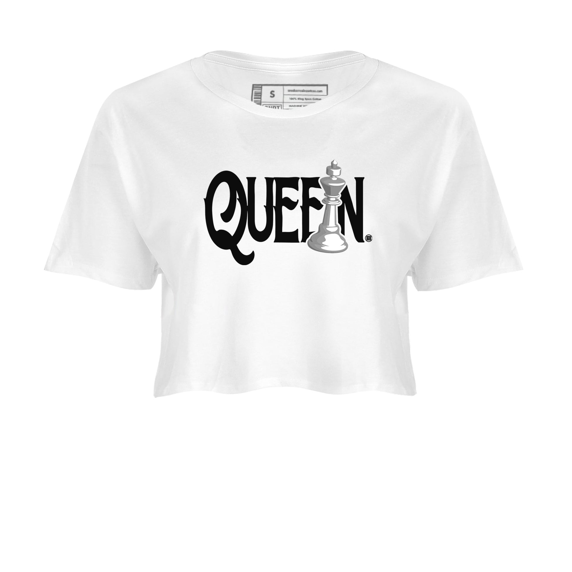 1s Wolf Grey shirts to match jordans Chess Queen sneaker match tees Air Jordan 1 Wolf Grey SNRT Sneaker Tees streetwear brand White 2 crop tee