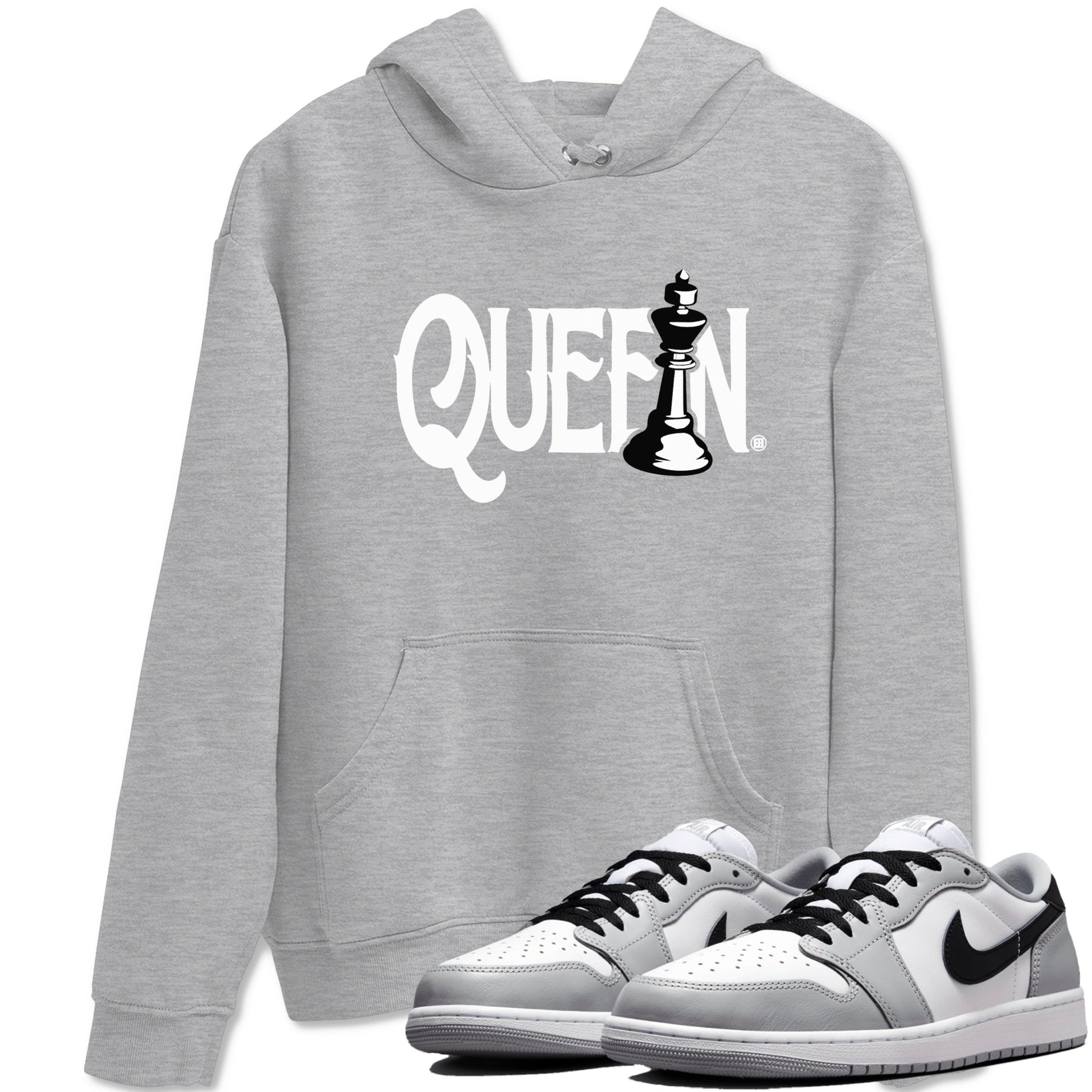 1s Wolf Grey shirts to match jordans Chess Queen sneaker match tees Air Jordan 1 Wolf Grey SNRT Sneaker Tees streetwear brand Heather Grey 1 unisex cotton tee