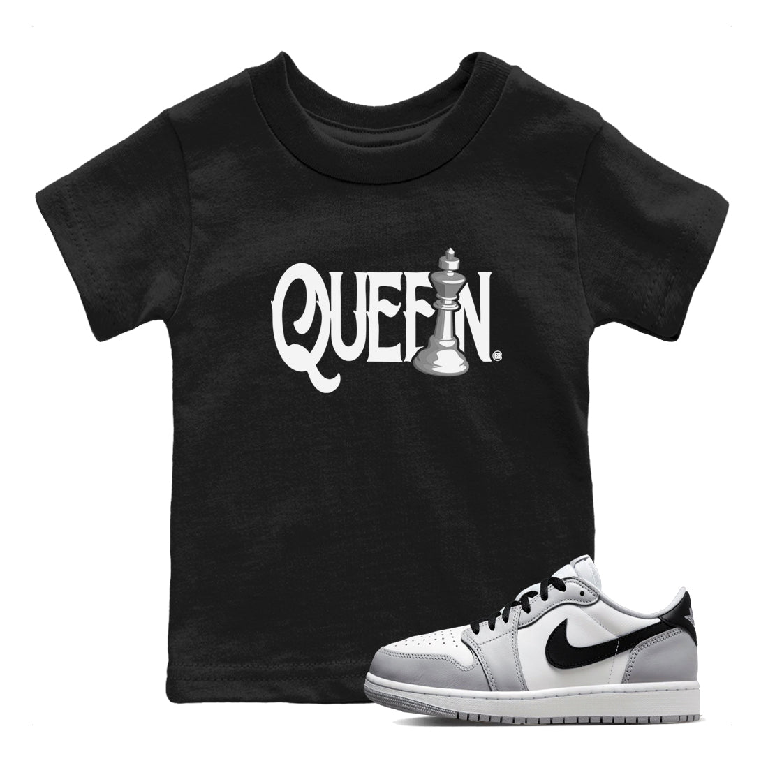 1s Wolf Grey shirts to match jordans Chess Queen sneaker match tees Air Jordan 1 Wolf Grey SNRT Sneaker Tees streetwear brand Baby and Youth Black 1 cotton tee