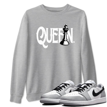 1s Wolf Grey shirts to match jordans Chess Queen sneaker match tees Air Jordan 1 Wolf Grey SNRT Sneaker Tees streetwear brand Heather Grey 1 unisex cotton tee