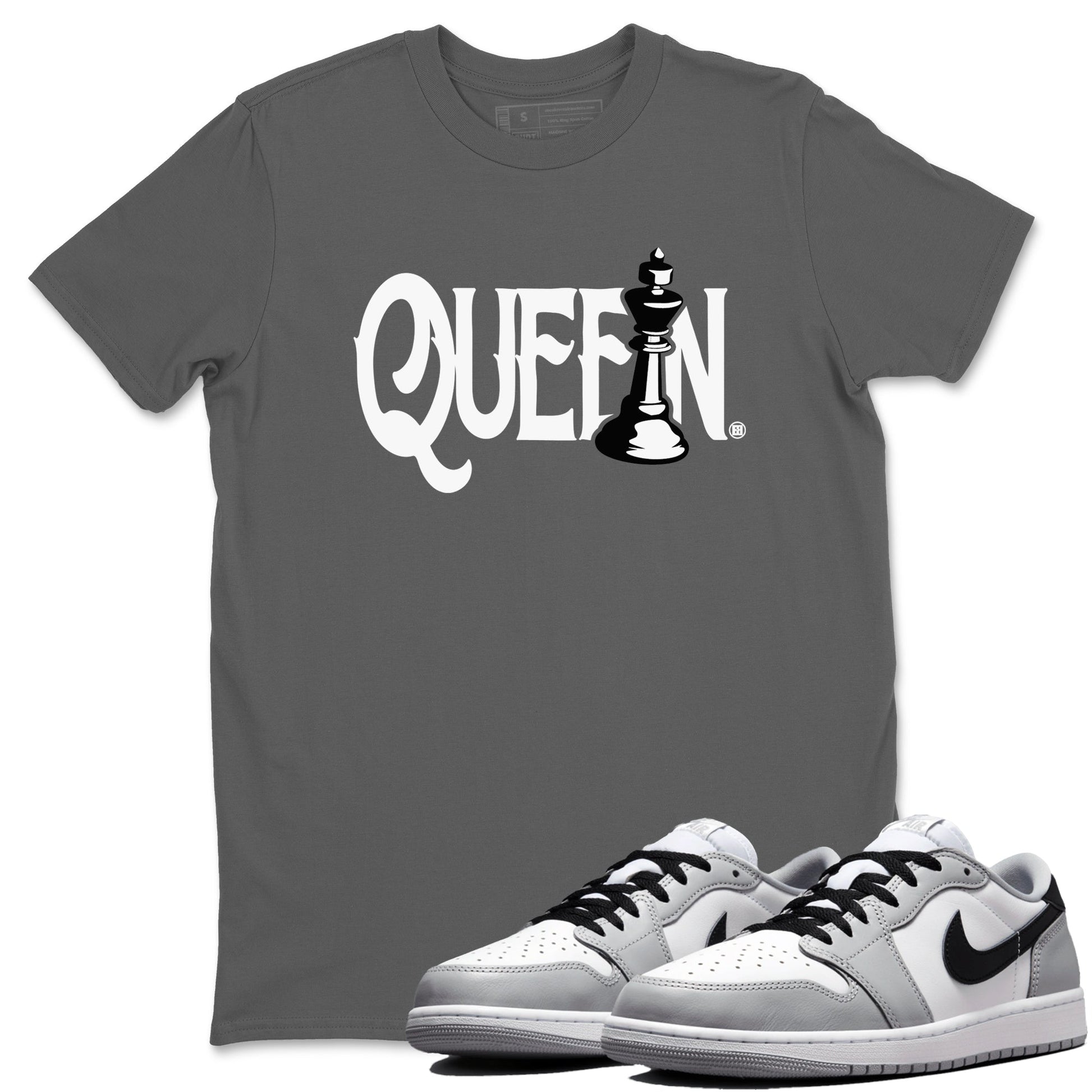 1s Wolf Grey shirts to match jordans Chess Queen sneaker match tees Air Jordan 1 Wolf Grey SNRT Sneaker Tees streetwear brand Cool Grey 1 unisex cotton tee