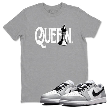 1s Wolf Grey shirts to match jordans Chess Queen sneaker match tees Air Jordan 1 Wolf Grey SNRT Sneaker Tees streetwear brand Heather Grey 1 unisex cotton tee