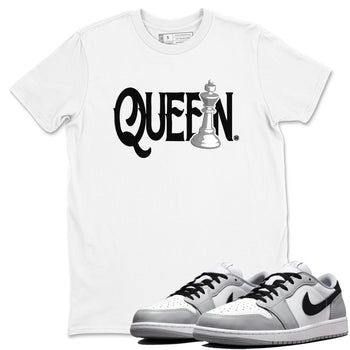 1s Wolf Grey shirts to match jordans Chess Queen sneaker match tees Air Jordan 1 Wolf Grey SNRT Sneaker Tees streetwear brand White 1 unisex cotton tee