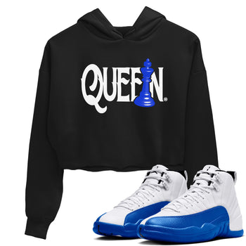 12s Blueberry shirts to match jordans Chess Queen sneaker match tees Air Jordan 12 Blueberry SNRT Sneaker Tees streetwear brand Black 1 crop tee