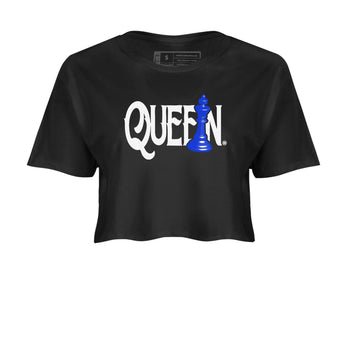 12s Blueberry shirts to match jordans Chess Queen sneaker match tees Air Jordan 12 Blueberry SNRT Sneaker Tees streetwear brand Black 2 crop tee