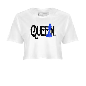 12s Blueberry shirts to match jordans Chess Queen sneaker match tees Air Jordan 12 Blueberry SNRT Sneaker Tees streetwear brand White 2 crop tee