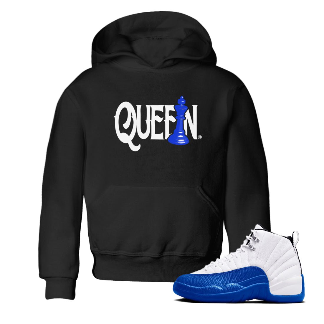 12s Blueberry shirts to match jordans Chess Queen sneaker match tees Air Jordan 12 Blueberry SNRT Sneaker Tees streetwear brand Baby and Youth Black 1 cotton tee