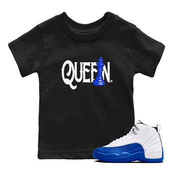 12s Blueberry shirts to match jordans Chess Queen sneaker match tees Air Jordan 12 Blueberry SNRT Sneaker Tees streetwear brand Baby and Youth Black 1 cotton tee