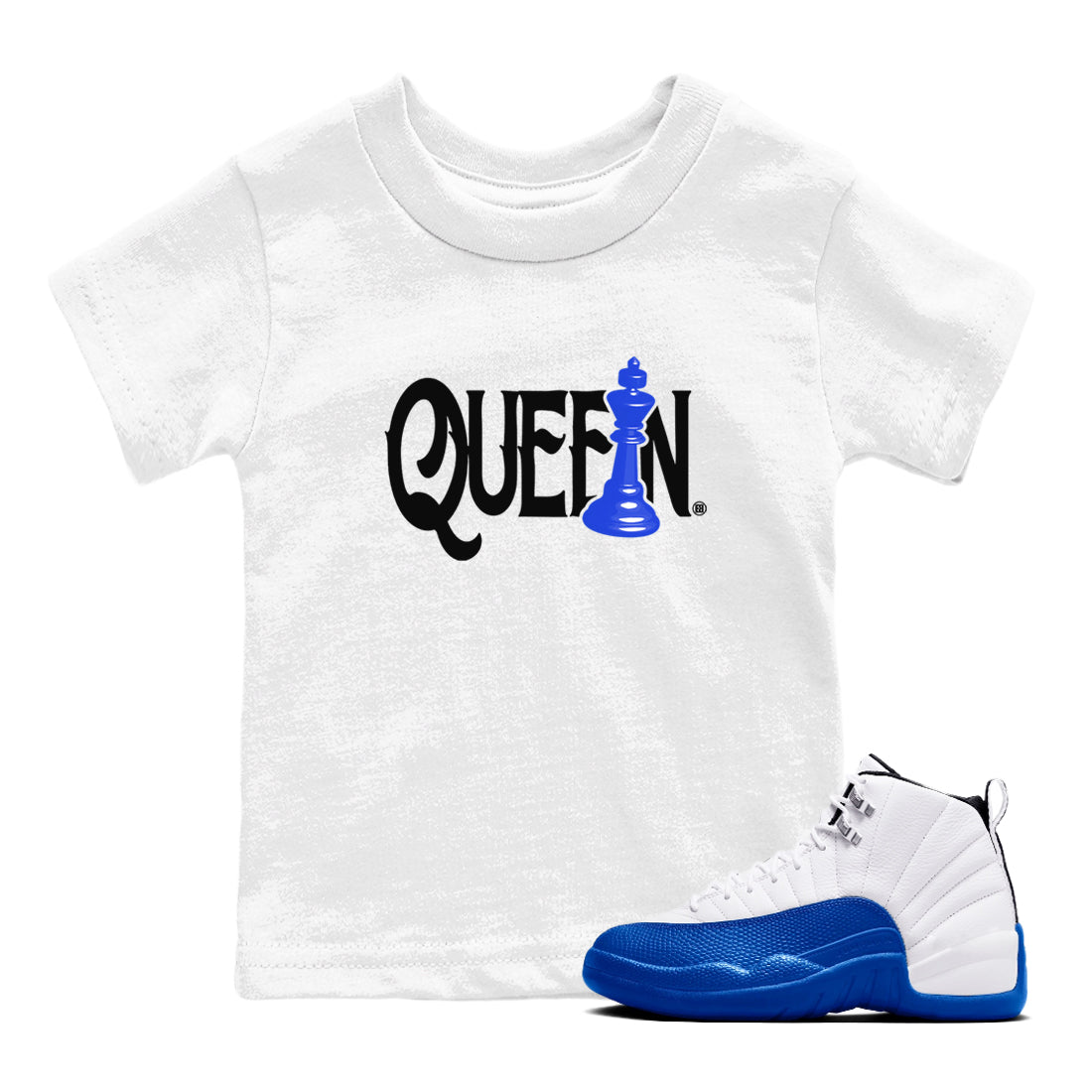 12s Blueberry shirts to match jordans Chess Queen sneaker match tees Air Jordan 12 Blueberry SNRT Sneaker Tees streetwear brand Baby and Youth White 1 cotton tee