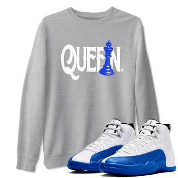 12s Blueberry shirts to match jordans Chess Queen sneaker match tees Air Jordan 12 Blueberry SNRT Sneaker Tees streetwear brand Heather Grey 1 unisex cotton tee